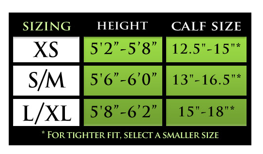 Pro Compression Socks Size Chart
